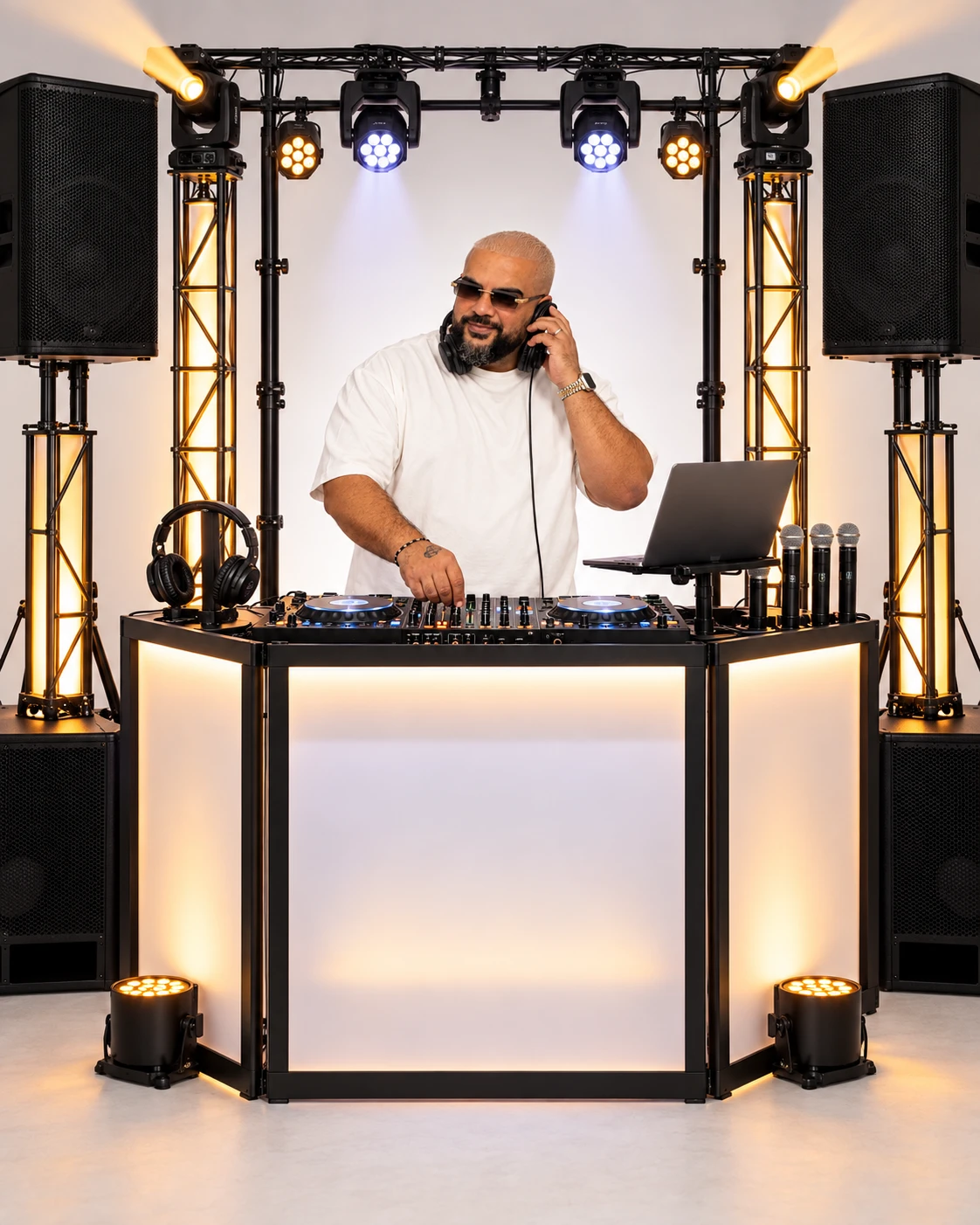 DJ Kais Ben mit vollständigem professionellem DJ-, Sound- und Lichtsetup